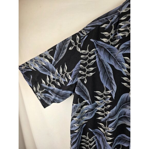 Banana Cabana Mens Hawaiian Shirt Size XL Blue Silk Short Sleeve Button Down Top - Picture 4 of 9